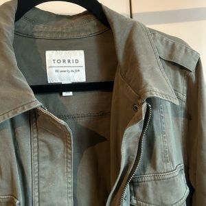 TORRID Trendy Green Khaki Jacket, Size 1 (XXL)
